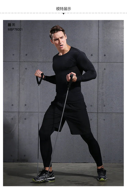 Mens Gym Compression Leggings Sport Training Pants Dry Fit Running Tights Fitness Basketball Jogging Workout Trousers Polyester