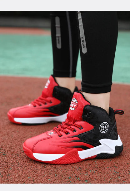 Children Basketball Shoes for Boys Girls Kids Teenagers Breathable Non-slip Lace Up Indoor Outdoor Training Sneakers Tennis Shoe
