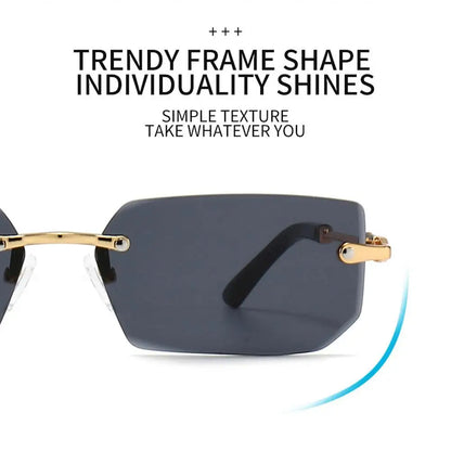 Rimless Rectangle Sunglasses Fashion Y2K Frameless Sun Glasses Shades for Women & Men