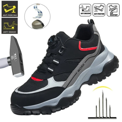Light Breathable Sneaker Safety Shoes With Steel Toe Cap Anti-Piercing, Shock Absorbing Anti-Smash Design, Work Shoes for Men