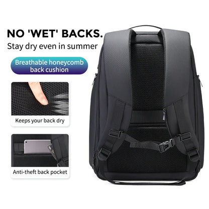 Men 36L Business Backpack USB Waterproof  Multi Pocket Backpacks Fit 17.3 Inch Laptop