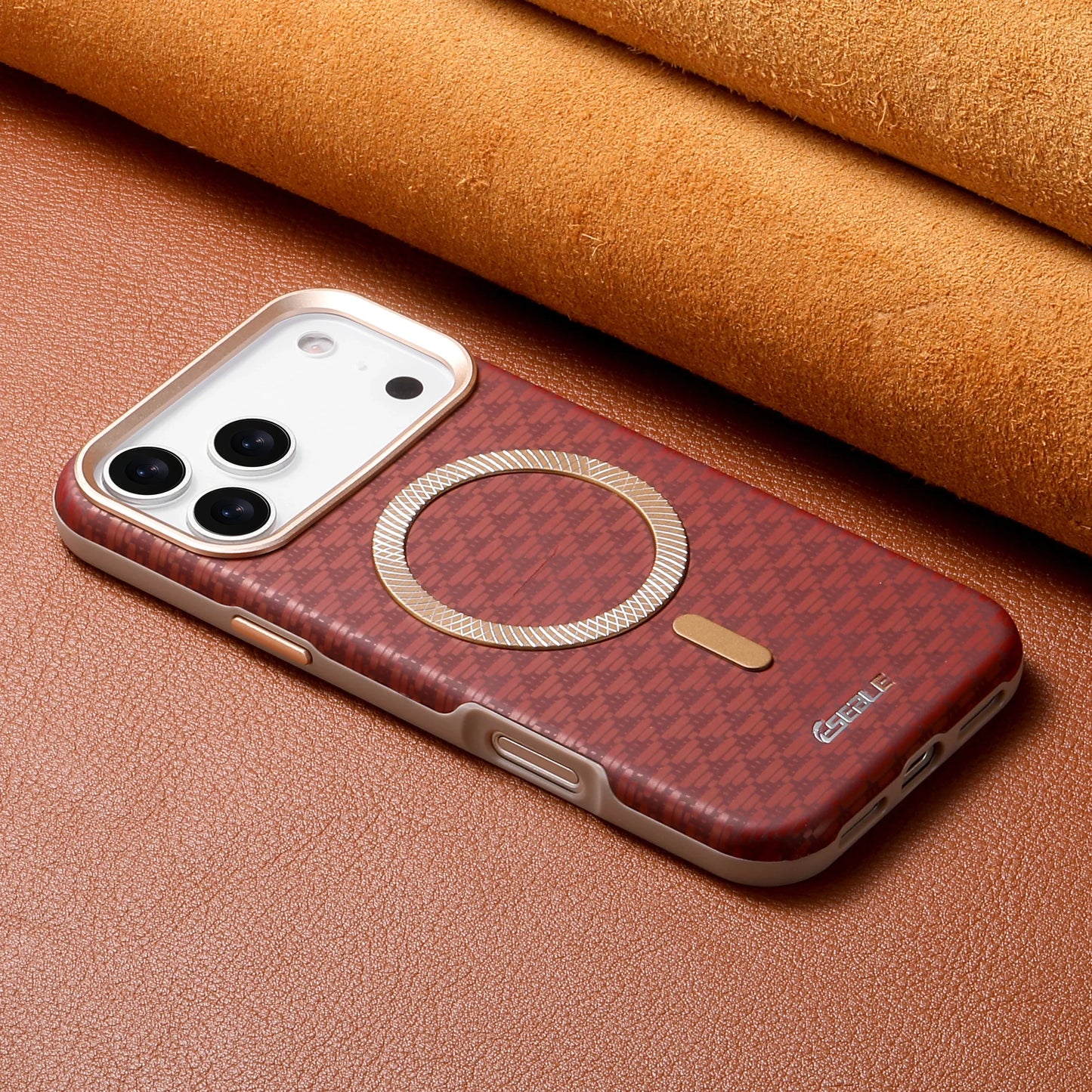 Leather Magnetic Phone Case For iPhone 17 16 15 14 13 Pro Max 17Pro 17Air Metal Lens Button Bumpe Cover