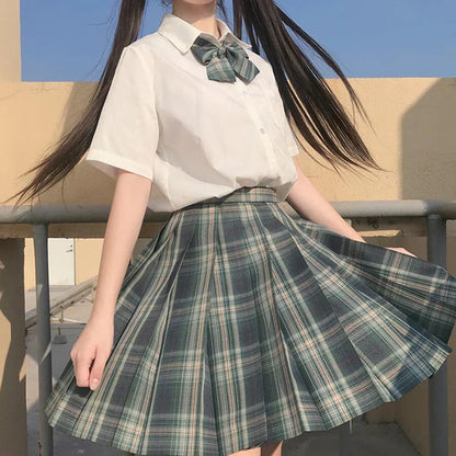 Plaid Women Pleated Skirt Bow Knot Summer High Waist Preppy Girls Dance Mini Skirt Cute A Line Harajuku Sexy Japan Faldas