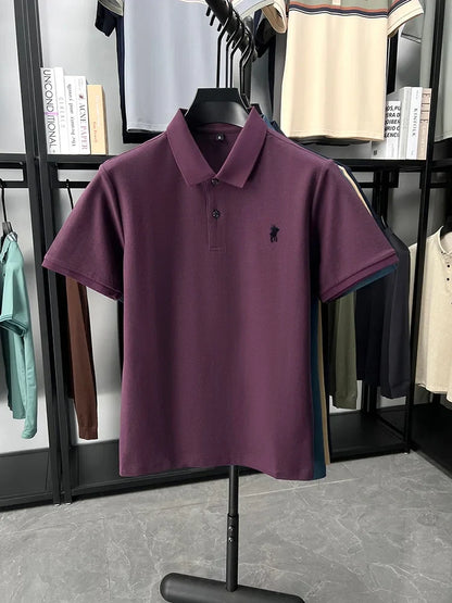 Designer brand 100% cotton short sleeve polo shirt luxury fashion pony embroidery men's business leisure summer new Paul T-shirt
