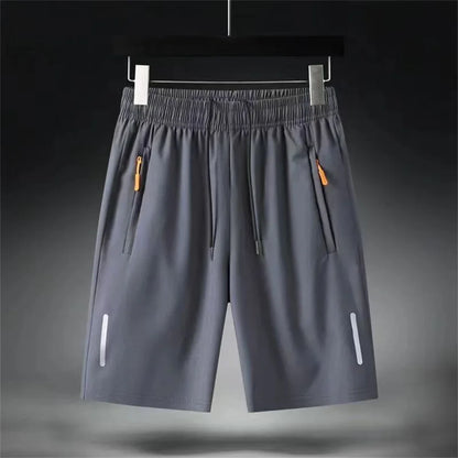 Summer Men'S Ultra-Thin Ice Silk Beach Casual Shorts Jogging Sport Quick Dry Male Zipper Loose Gym Sports Short Pants Sweatpant