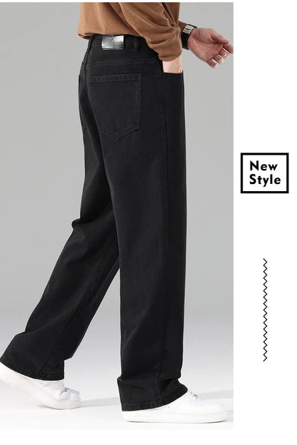 Autumn Jeans Men Black Casual Baggy Trousers Classic Straight Comfortable Wide Denim Trousers  Men Clothing