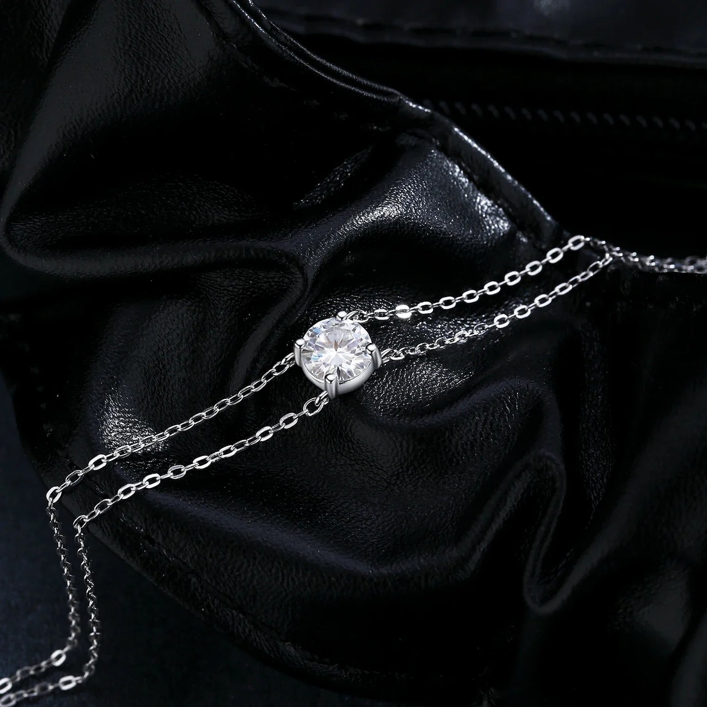 1CT D Color Moissanite Bracelet 925 Sterling Silver Delicate Double Layer Bracelets For Bridal Wedding Fine Jewelry Gifts