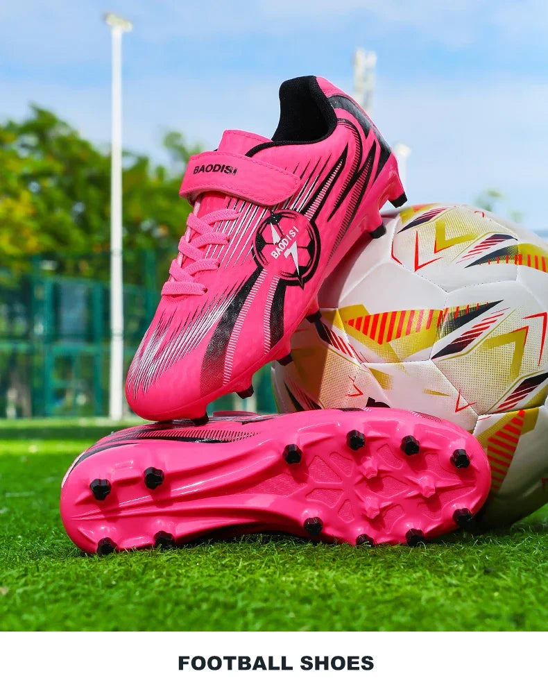 Kids Soccer Cleats Football Shoes AG/TF Studs Non Slip Wear Resistant Breathable Training Sneakers Children Boy Girl Match Boots