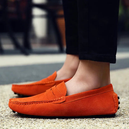 High Quality Suede Men Casual Shoes Non-slip Mens Driving Shoes Slip on Flats Loafers Leather Shoes 10 Colors Size 38-49