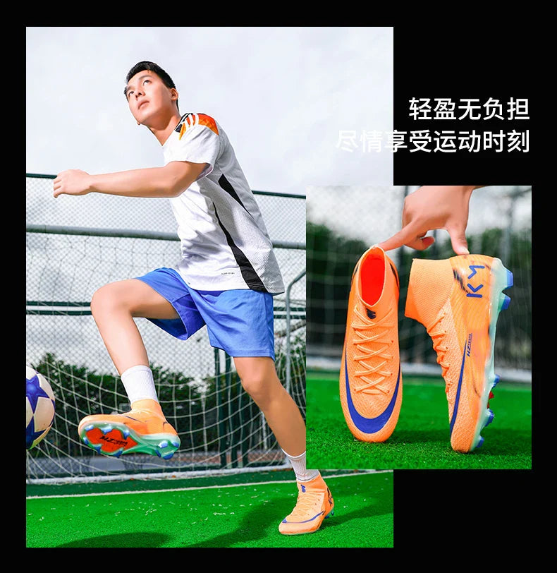 New Men Soccer Shoes Breathable Cleats Football Boots Training Boys Long Spikes Adult Outdoor Sport Non Slip Match Comfortable