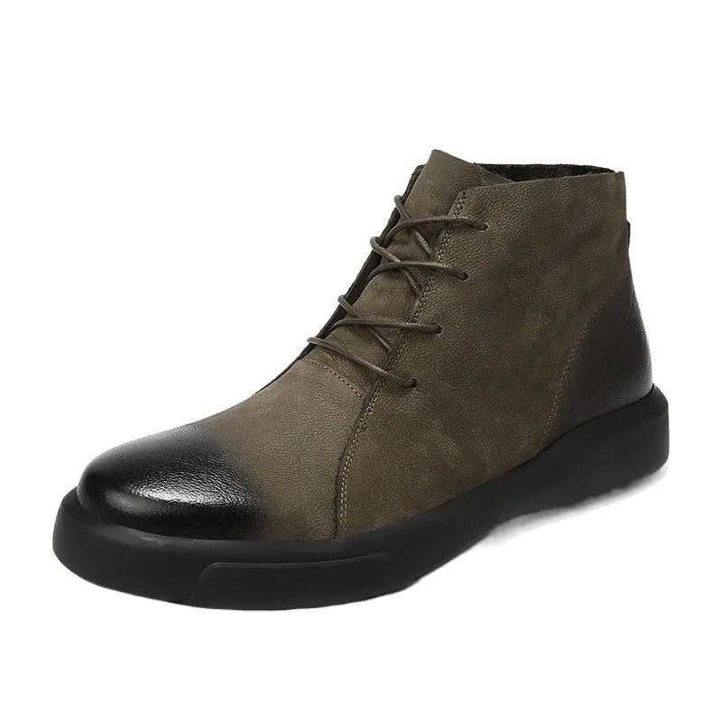 Men's Chelsea Cotton Boots Winter Men's Genuine Leather Shoes High Top Men Plush Sapato Social Masculino Zapatos Para Hombres
