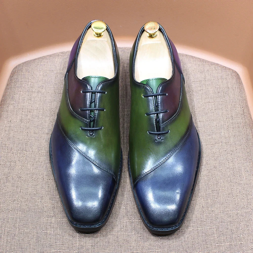 Fashion Mens Oxford Crocodile Pattern Cow Patent Leather Lace Up Wedding Party Office Formal Dress Shoes for Men Mixed Colors