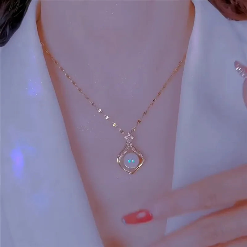 Heart Shape Pendant Necklaces Silver Color 5A Cubic Zirconia Minimalist Style Clavicle Chain Women And Girl Jewelry
