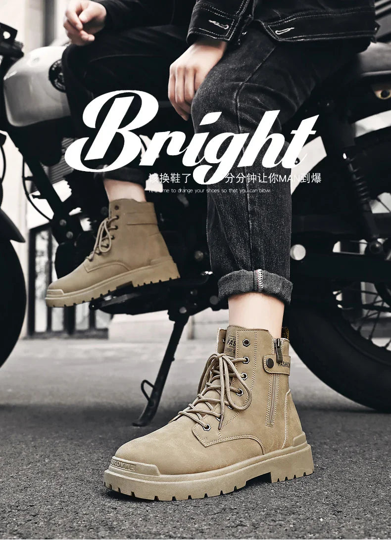 Men's high top casual boots four seasons new outdoor anti slip comfort workwear boots fashion versatile trendy boots men's shoes