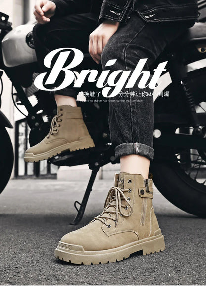 Men's high top casual boots four seasons new outdoor anti slip comfort workwear boots fashion versatile trendy boots men's shoes