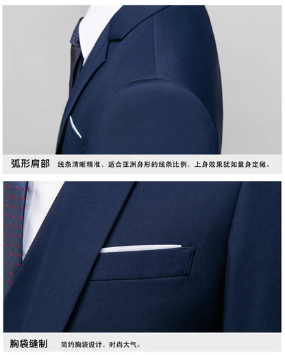 2026 New Suit (Blazer+ Vest + Pants) Men's Gentleman Fashion Slim Work Solid Color Plus Size Fair Dress Wedding Best Man Suit