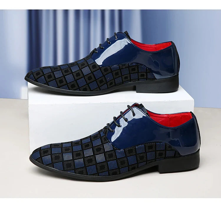 Elegant Red Men's Casual Leather Shoes Pointed-Toe Lace-up Men's Dress Shoes Comfortable Formal Shoes zapatos de vestir hombre