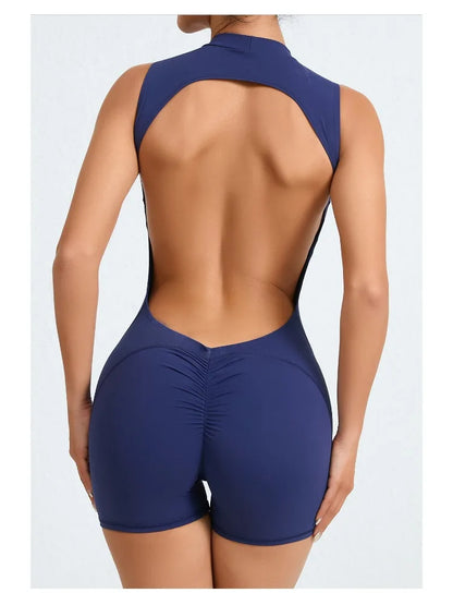 Women's High Elasticity Sports Jumpsuit Yoga Set Fitness Combination Lift Buttocks Bare Back Gym Sexy Romper for Active Women