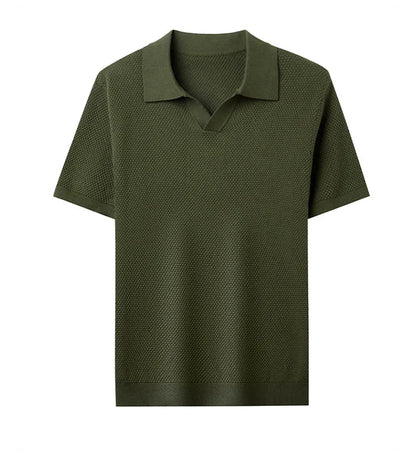 Men's Stretch 100% Cotton Polo Shirt - Pineapple Knit Seagull Collar, Breathable Short Sleeve Tee with Flexible M-4XL 6 Colors