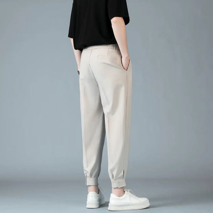 Pleats Men's Casual Harem Pants Japanese Style Fashion Loose Pants Harajuku Male Feet Solid Color Youth Trousers Streetwear