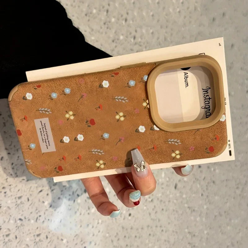 Branches and Leaves Broken Flowers Bonded Leather Phone Case For iPhone 17 16 Pro Max 15 14 Plus 13 12 11 XS X XR 17 Air Cover