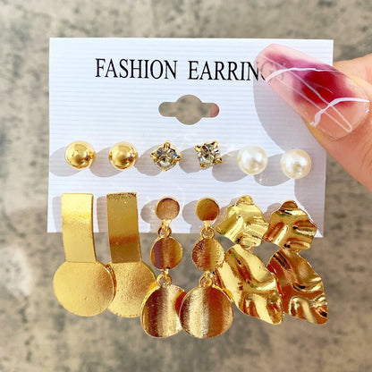 Fashionable Pearl Note Butterfly Geometric Tassel Stud Earrings Women Suit Elegant Charm Engagement Party Jewelry