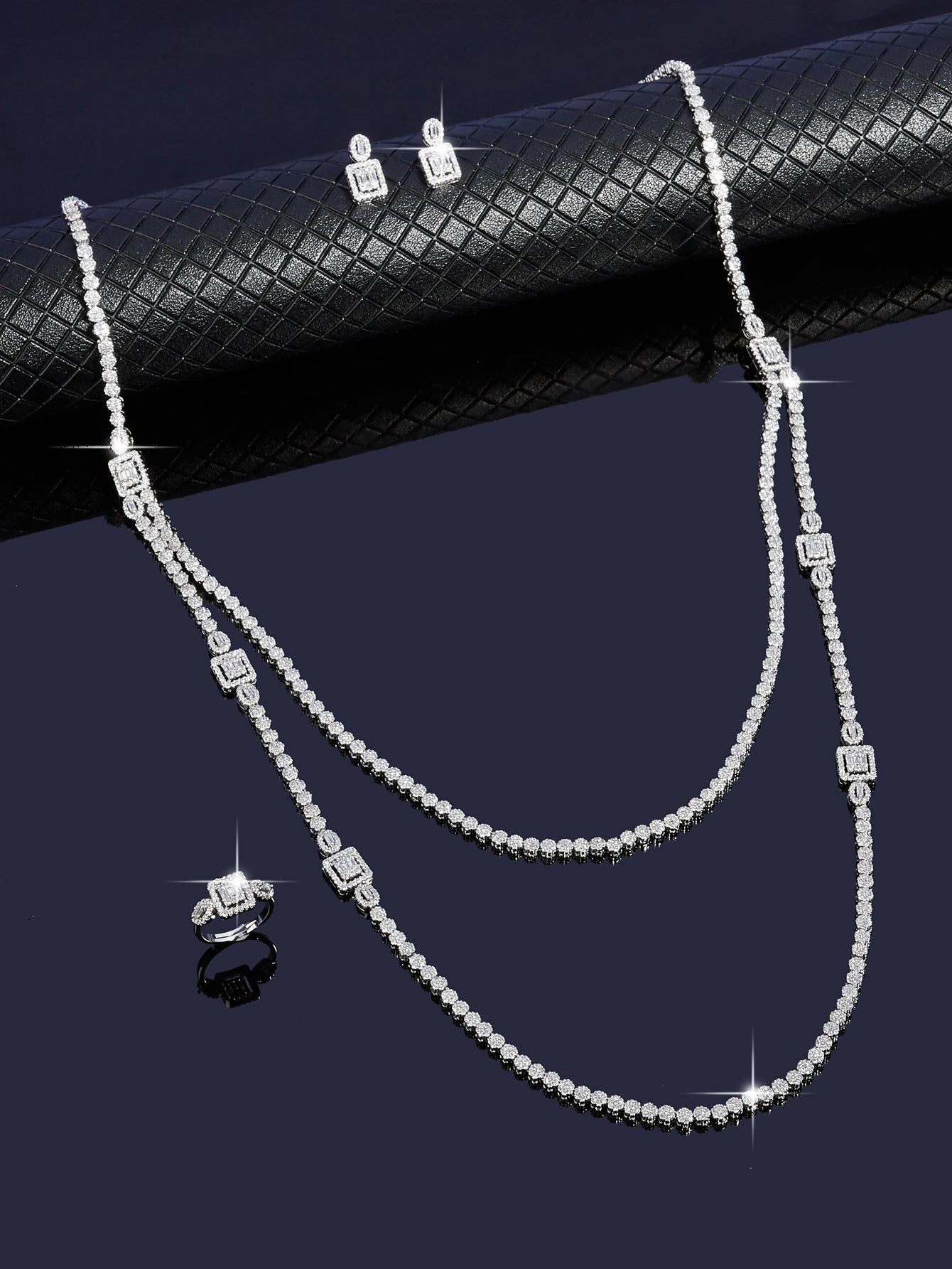 Sweater Long Necklace Earring Jewelry Sets For Women Wedding Party Zircon CZ African Dubai Bridal Jewelry 2024