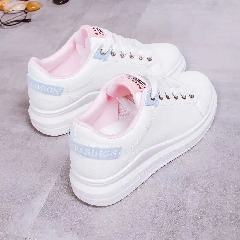 Childs Breathable Leather Panel Shoes Women Solid Color Versatile Kid Shoes Girls Autumn White Shoes Low Top Sports Casual Shoes