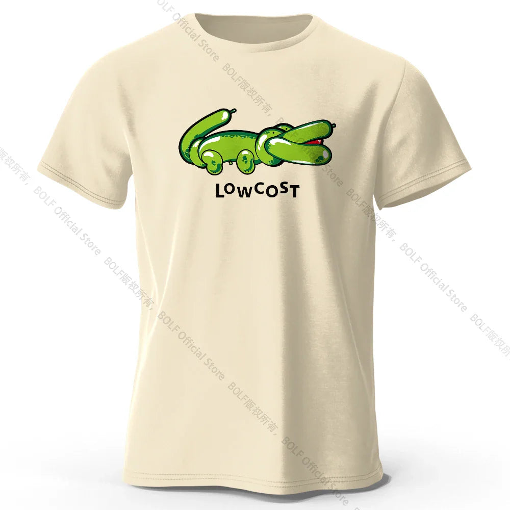 Men's Joke The Lowcost Printed T-Shirt 100% Cotton Oversized Funny Graphic Tees for Women Summer Tops Casual Streetwear