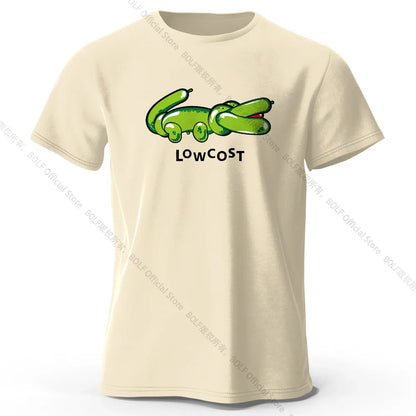 Men's Joke The Lowcost Printed T-Shirt 100% Cotton Oversized Funny Graphic Tees for Women Summer Tops Casual Streetwear
