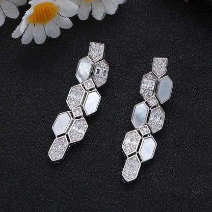 Luxury Dubai Bridal Jewelry Set For Women Wedding Party Shell Zirconia Jewelry Set Twisted Branch Design