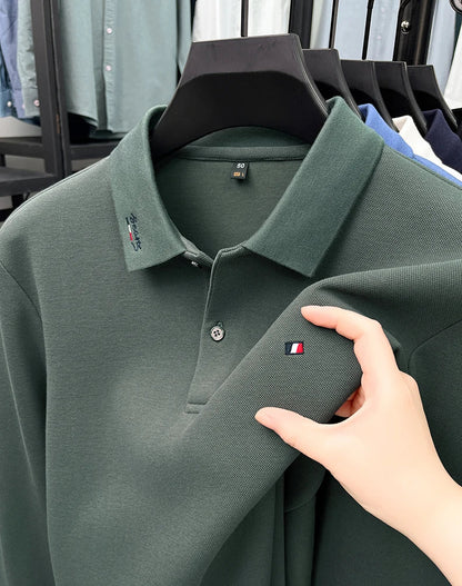 High end embroidery craft polo shirt long sleeved brand autumn Men's Wear comfortable breathable cotton casual business T-shirt