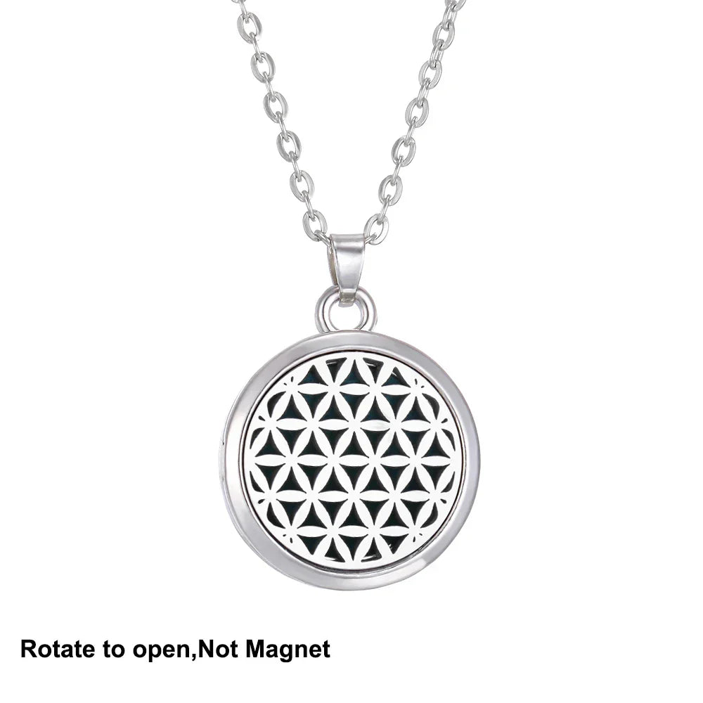 New Tree Of Life Aromatherapy Necklace Stainless Steel Essential Oil Diffuser Amulet Perfume Locket Pendant Women Jewelry Gift