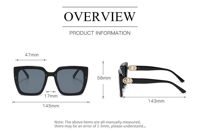 Luxury Glamour Brand Sunglasses for Women and Men Oversize Square Designer Sun Glasses Unisex Rimless Eyewear UV400