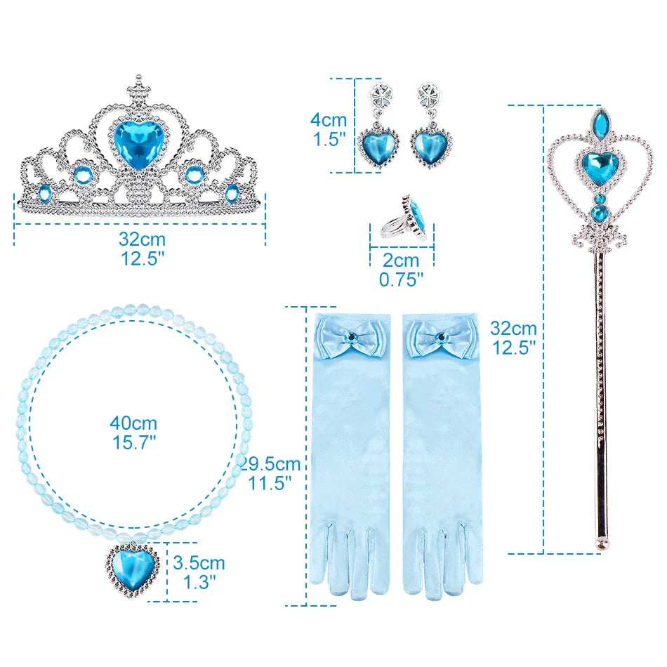 Elsa Cosplay Dress Butterfly Decoration with Accessories Princess Style Suitable School Activities Performance and Birthday Gift