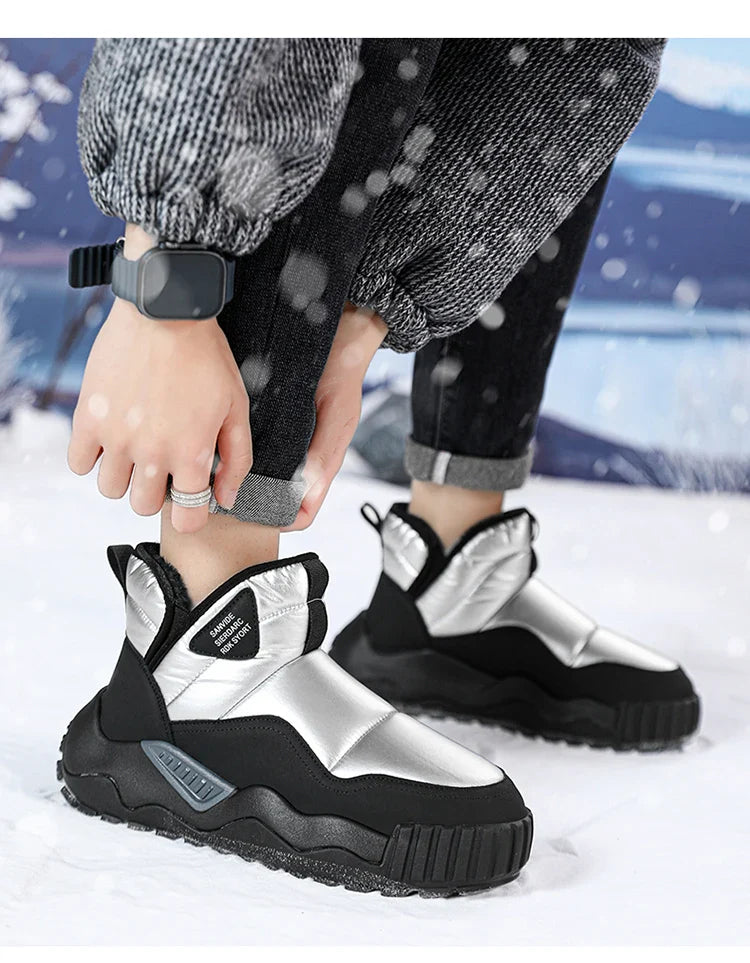 Winter shoes men's high top plush warm cotton shoes, high-quality and fashionable cold resistant outdoor cotton boots snow boots