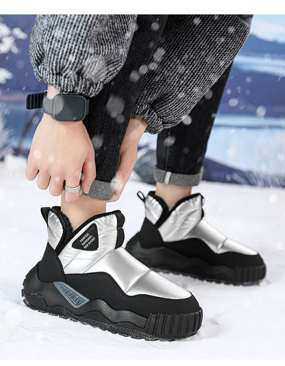 Winter shoes men's high top plush warm cotton shoes, high-quality and fashionable cold resistant outdoor cotton boots snow boots