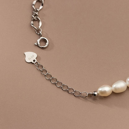 925 Sterling Silver Baroque Pearl Fashion Bracelet Chain Link For Women Irregular Design Fine Female Jewelry Gifts