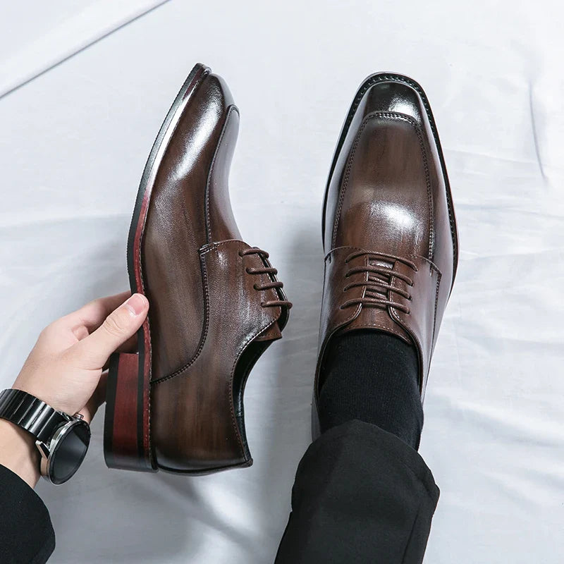 Men's Casual Oxford Shoes men Black Dress Wedding Shoes Luxury Pointed Toe Office Fashion Derby Shoes Business Leather Shoes