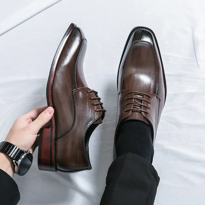 Men's Casual Oxford Shoes men Black Dress Wedding Shoes Luxury Pointed Toe Office Fashion Derby Shoes Business Leather Shoes