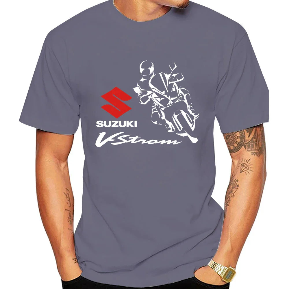 2026 V-Strom Summer New Bestseller 100% Cotton Trend Men T-shirt Daily Outdoor Sports Casual Loose Street Short Sleeve