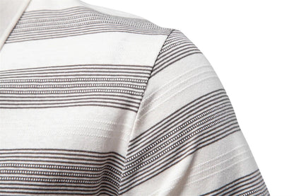 2025 New Summer Striped V Neck Cotton Polo Shirts for Men Breathable Short Sleeve Casual Knit Shirts Comfort Fit