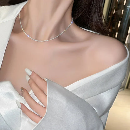 Heart Shape Pendant Necklaces Silver Color 5A Cubic Zirconia Minimalist Style Clavicle Chain Women And Girl Jewelry