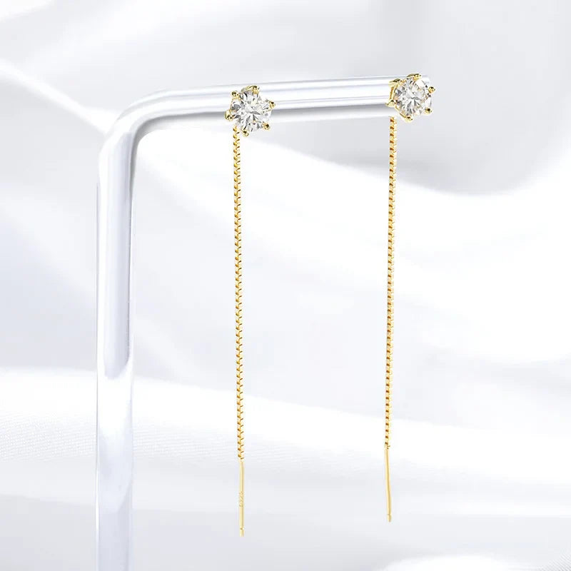 Each 0.5/1CT Tassel Moissanite Drop Earrings for Women 925 Sterling Silver Plated 18k Gold Jewelry Sparkling Earring