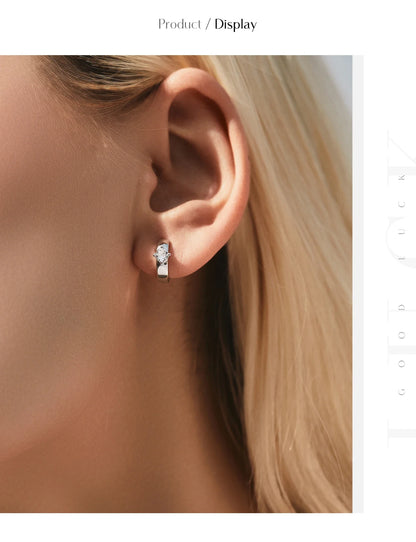 Round Moissanite Ear Buckles Lab Diamond 925 Sterling Silver Engagement & Wedding Hoop Earrings for Women Jewelry Gifts