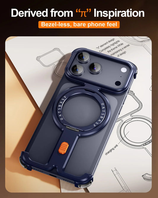 Oatsbasf Π Shape Magnetic Phone Case for iPhone 17 Pro Max/17 Pro Bazel-Less Phone Protective Cover Minimalist Protective Bumpe