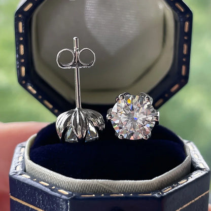 2cttw D Color Moissanite Diamond Lotus Stud Earrings 925 Sterling Silver Flower Earrings For Woman Gifts Wholesale