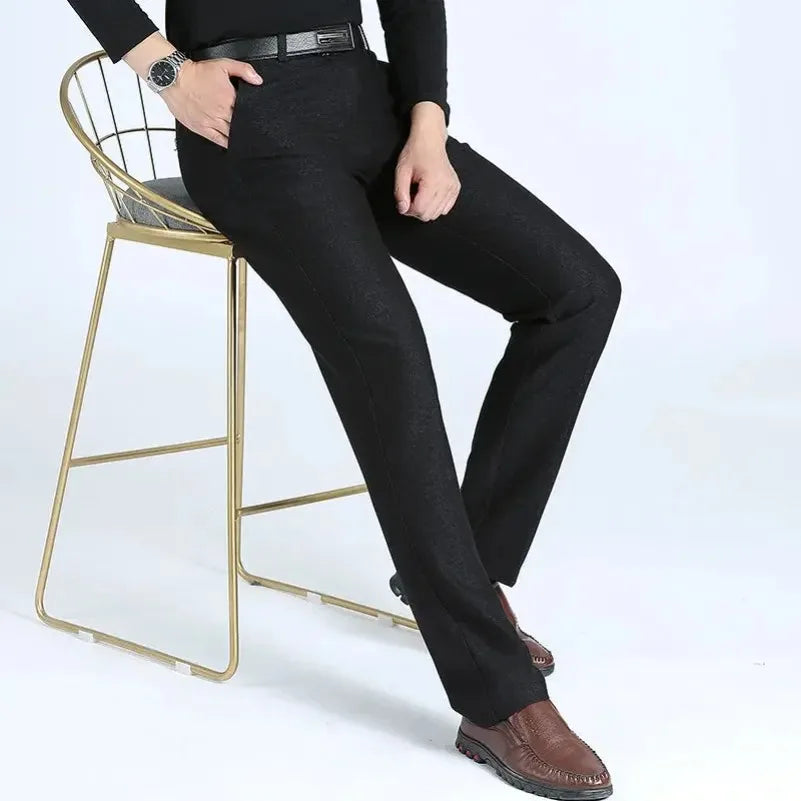 Autumn Summer New Men's Slim Business Pants Fashion Stretch Thicken Casual Trousers Brand Solid Pant Black Navy Plus Size GOZBKF