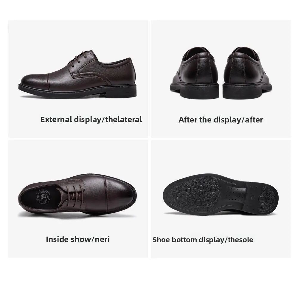 Golden Camel Men's Derby Shoes 2026 Business Casual Soft Sole Leather Shoes Brand Design Soft Soles Non-slip Velvet Warm Loafers