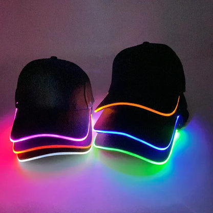 Hot LED Light Up Baseball Cap Neon Colorful Glowing Adjustable Sun Hats For Women Men Night Running Caps Travel Supplies